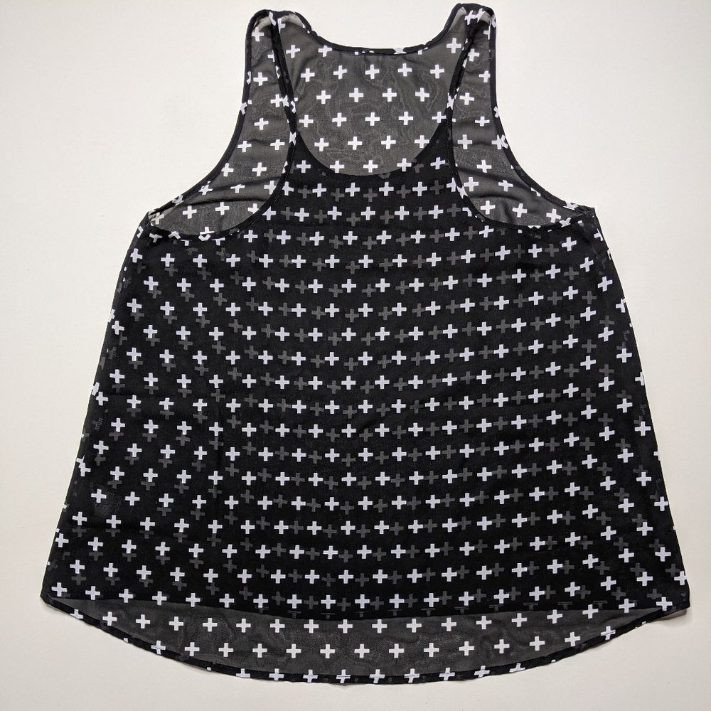 Sheer X Cross Print Oversized Tank H&M